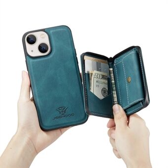 JEEHOOD Kickstand Design Velbeskyttet magnetisk aftagelig 2-i-1 Hybrid-etui med lynlåslomme til iPhone 13 mini 