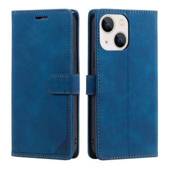 Anti-tyveri Swiping Design Pung Stand Læder Telefon Case Cover til iPhone 13 mini - Blå