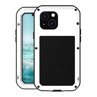 Love MEI Stødsikker Dråbesikker Støvsikker Metal + Silikone + Hærdet glas Beskyttende Telefon Hybrid Case Cover til iPhone 13 mini 