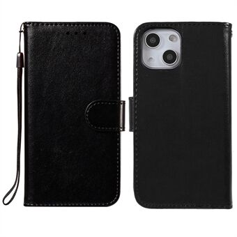 Folio Fuld beskyttelse Magnetisk ensfarvet PU-læder tegnebog Stand Flip Cover Case med håndledsrem til iPhone 13 mini 