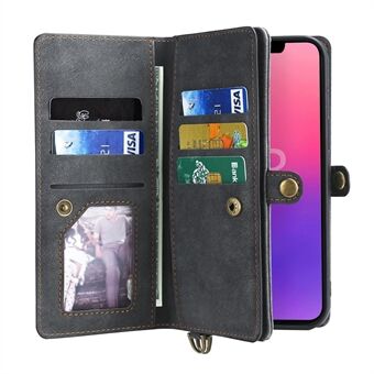 MEGSHI 021-serien All-round beskyttelse Stødsikker aftagelig 2-i-1 magnetisk tegnebogsdesign telefoncover med Stand til iPhone 13 mini 