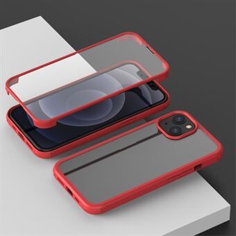 Hårdt dobbeltsidet telefoncover i hærdet glas Fuld beskyttelse telefonbeklædning med TPU- Edge til iPhone 13 mini - Rød