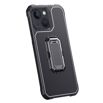 Skjult foldestøttedesign Carbon Fiber Texture TPU Mobiltelefon Beskyttelsescover til iPhone 13 mini 