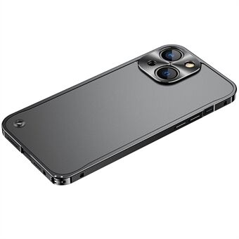 Anti-fald beskyttelse Hærdet glas + Metal Hybrid Cover Mat Mobiltelefon Shell til iPhone 13 mini - Sort