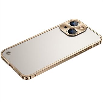 Anti-fald beskyttelse Hærdet glas + Metal Hybrid Cover Mat Mobiltelefon Shell til iPhone 13 mini - Guld