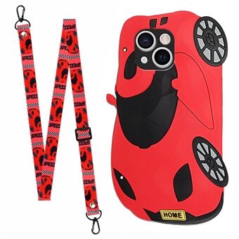 3D Effect Patterns TPU Phone Cover for iPhone 13 mini , + Silicone Case with Long Lanyard