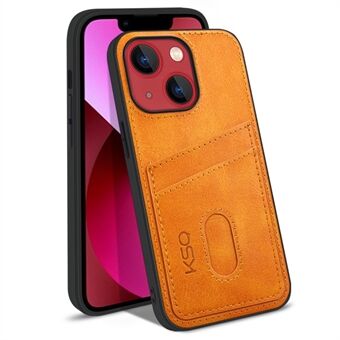 KSQ 003 Series for iPhone 13 mini  Shockproof Protective Case PU Leather Coated PC+TPU Hybrid Phone Shell with Card Slots