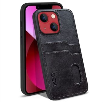 KSQ 002 Series for iPhone 13 mini  Anti-fall Shockproof Card Slots Phone Case PU Leather Coated PC+TPU Hybrid Shell