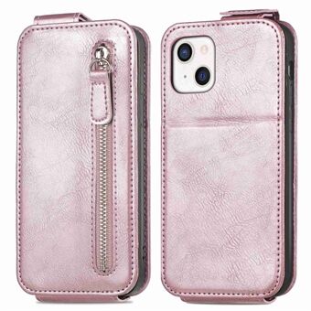 Outer Zipper Wallet Phone Cover for iPhone 13 mini , Vertical Flip Anti-scratch PU Leather Viewing Stand Case