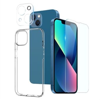 NORTHJO Til iPhone 13 mini  krystalklart TPU telefoncover + skærmbeskytter i hærdet glas Bagsidekamera linsebeskytter