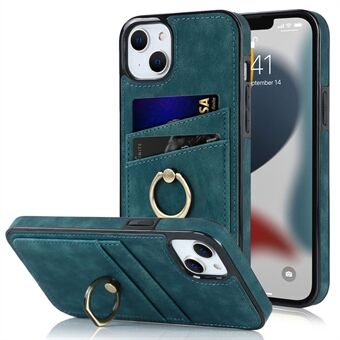 Til iPhone 13 mini  Retro Texture Lædercoated TPU Case Kortholder Drop-sikker Ring Holder Kickstand Telefon Cover
