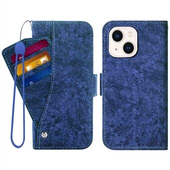 Til iPhone 13 mini  Vand-blæk Maling Tekstur Telefon Case PU Læder Stand Pung Cover med roterende kortpladser