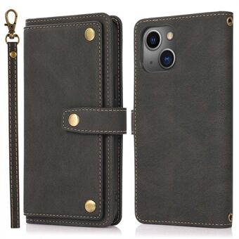 Til iPhone 13 mini 5,4 tommer Retro Texture PU-læder telefontaske Flere kortpladser Stand Flip Folio beskyttelsescover