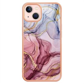 YB IMD Series-16 til iPhone 13 mini 5,4 tommer Style E marmormønster IMD telefoncover Galvaniseringsramme 2,0 mm beskyttende TPU bagcover