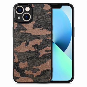 Camouflage mønster telefoncover til iPhone 13 mini, præcist udskæring lædercoated PC+TPU cover