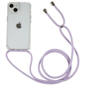 Bagcover til iPhone 12 mini / 13 mini 5,4 tommer, klar TPU+akryl telefoncover med justerbar snor