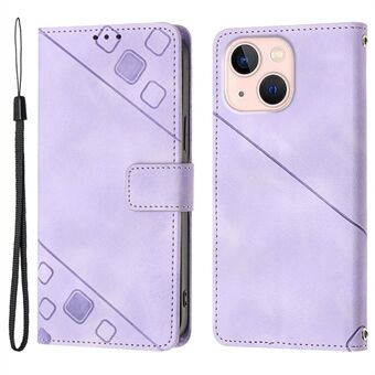 PT005 YB Imprinting Series-6 Protective Shell til iPhone 13 mini 5,4 tommer Skin Touch læder pungetui med Stand