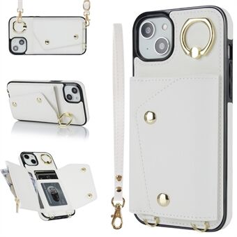 Lynlås pung telefoncover til iPhone 13 mini PU lædercoated TPU Rotary Ring Kickstand telefoncover