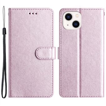 Flip Case til iPhone 13 mini 5,4 tommer Silk Texture PU Læder Telefon Cover Stand med håndledsrem
