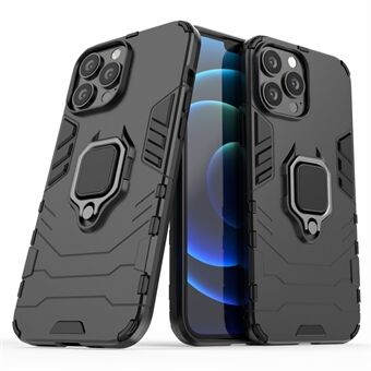 Velbeskyttet 2-i-1 PC TPU Hybrid Cover Case med Ring Holder Kickstand til iPhone 13 Pro Max 