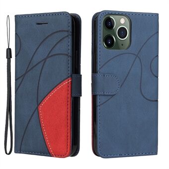 Tofarvet Stand tegnebogsdesign PU-læder telefoncover med rem til iPhone 13 Pro Max 