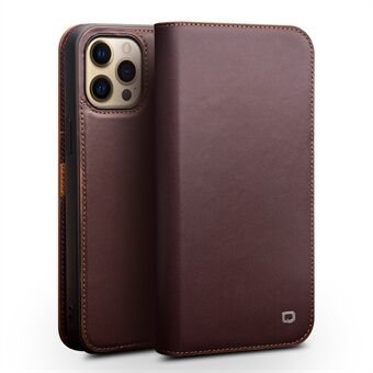 QIALINO Folio Flip Wallet Design Top Layer Koskind telefoncover med Stand til iPhone 13 Pro Max 
