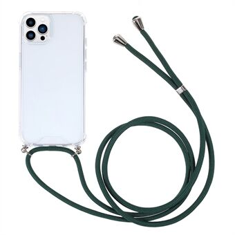 Forbedret fire hjørner akryl + TPU gennemsigtig telefonbeskytter med justerbar snor til iPhone 13 Pro Max 