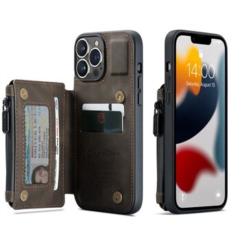 CASEME C20-serien Scratch stødsikkert telefoncover Lynlåslomme Kortpladser Pungdesign PU-læder og TPU-bagcover til iPhone 13 Pro Max 6,7 tommer