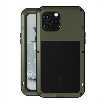Love MEI Velbeskyttet Anti-Drop Anti-ridse Metal Bumper Silikone Cover Indbygget hærdet glas skærmbeskytter til iPhone 13 Pro Max 
