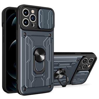 Slide Camera Protector PC + TPU Anti-fall telefoncover med aftagelig kortholder og Ring til iPhone 13 Pro Max 6,7 tommer