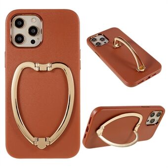 For iPhone 13 Pro Max  Metal Kickstand Electroplating Buttons Cell Phone Cover PU Leather Coating PC+TPU Hybrid Mobile Phone Case