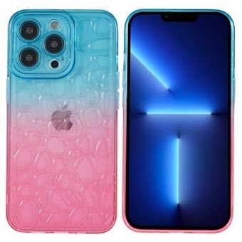 For iPhone 13 Pro Max  Anti-collision 3D Pebbles Effect Gradient Color Protective Cover TPU Phone Case