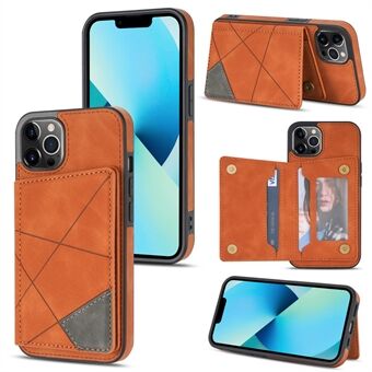 For iPhone 13 Pro Max  Line Imprinting Splicing PU Leather Coated TPU Phone Case