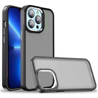For iPhone 13 Pro Max  Anti-collision Matte Skin-touch Feeling Metal Buttons+Lens Frame Soft TPU Hard PC Cell Phone Case