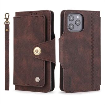 POLA for iPhone 13 Pro Max  010 PU Leather Phone Case, Anti-collision 9 Card Slots Design with Wallet Stand and Wrist Strap Buckle Closure Cover