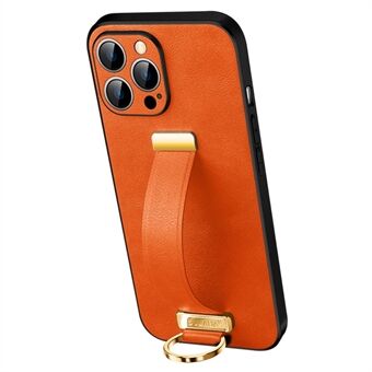 SULADA Phone Cover for iPhone 13 Pro Max  Crazy Horse Texture PU Leather Coated Mobile Phone Case with Wristband Adjustable Strap