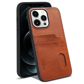 KSQ 002 Series for iPhone 13 Pro Max  Anti-scratch Card Slots Phone Case PU Leather Coated PC+TPU Hybrid Cover