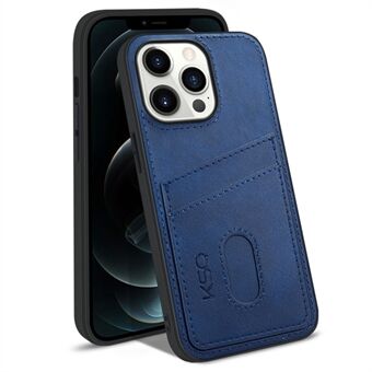 KSQ 003 Series for iPhone 13 Pro Max  Mobile Phone Case PU Leather Coated PC+TPU Hybrid Anti-fall Shell with Card Slots