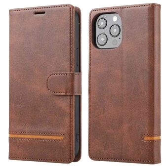 For iPhone 13 Pro Max  Anti-drop Phone Cover Flip Leather Case Wallet with Stand Magnetic Closing Clasp Anti-scratch Splicing Protective Shell