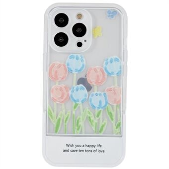 Til iPhone 13 Pro Max  Tulipaner Blomstermønster Printing Case Blødt TPU kamerabeskyttelsescover med skjult støttefod