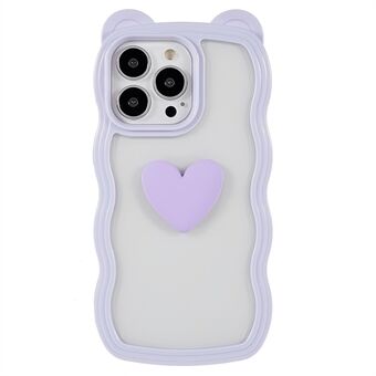 Til iPhone 13 Pro Max  mobiltelefon etui Cute Heart Bear Ear Decor Aftageligt 2-i-1 PC+TPU mobiltelefon cover