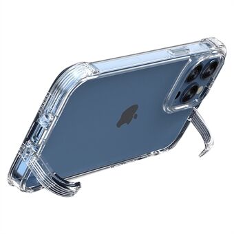 Til iPhone 13 Pro Max  Four Corner Kickstand telefontaske Anti-drop PC + TPU gennemsigtigt cover