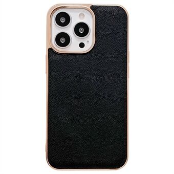 Luocai-seriens telefontaske til iPhone 13 Pro Max , godt beskyttet ægte læderbelagt pc Anti-ridse galvanisering mobiltelefon bagcover