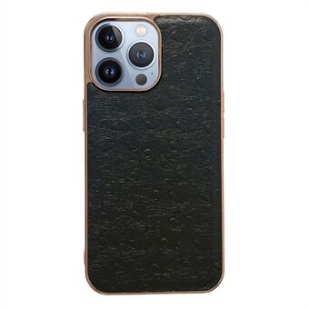 Til iPhone 13 Pro Max  Nano galvanisering bagcover Stødsikker telefonetui Strudsemønster PC + TPU + ægte læder telefonskal
