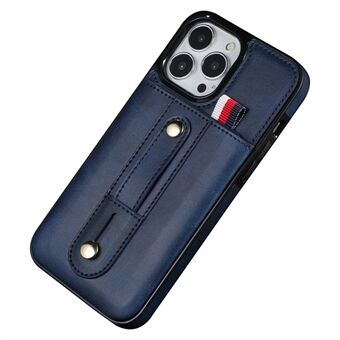 Til iPhone 13 Pro Max  Handy Grip Strap telefontaske Indbygget kortplads Stød PU-læderbelagt TPU-telefoncover