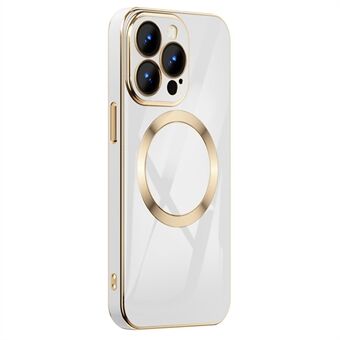 Til iPhone 13 Pro Max  Anti-fald telefoncover Galvanisering Gold Edge TPU Bagcover Support Trådløs magnetisk opladning