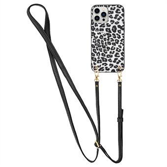 Til iPhone 13 Pro Max  PC+TPU+PU læderbelægning Telefon Stødsikkert cover Anti-ridse bagcover med justerbar skulderrem