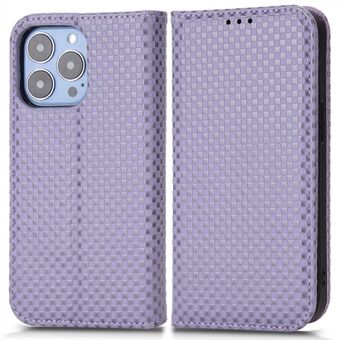 Til iPhone 13 Pro Max  PU Læder Telefon Flip Wallet Case Grid Texture Magnetisk Autoabsorberet Telefon Cover Beskyttende Shell