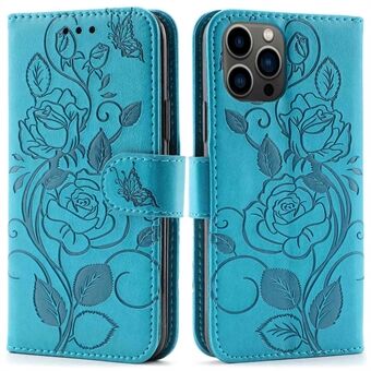 Fuld beskyttelsestelefoncover til iPhone 13 Pro Max , påtrykte roser PU-læder Flip Wallet Cover Stand Telefonskal