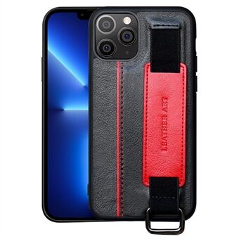 Til iPhone 13 Pro Max  PU-læderbelagt TPU-telefoncover Kontrastfarve Håndrem Kickstand-etui med kortholder